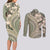 Hawaiian Hibiscus Tribal Vintage Motif Couples Matching Long Sleeve Bodycon Dress and Long Sleeve Button Shirt Ver 6