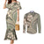 Hawaiian Hibiscus Tribal Vintage Motif Couples Matching Mermaid Dress and Long Sleeve Button Shirt Ver 6