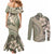 Hawaiian Hibiscus Tribal Vintage Motif Couples Matching Mermaid Dress and Long Sleeve Button Shirt Ver 6