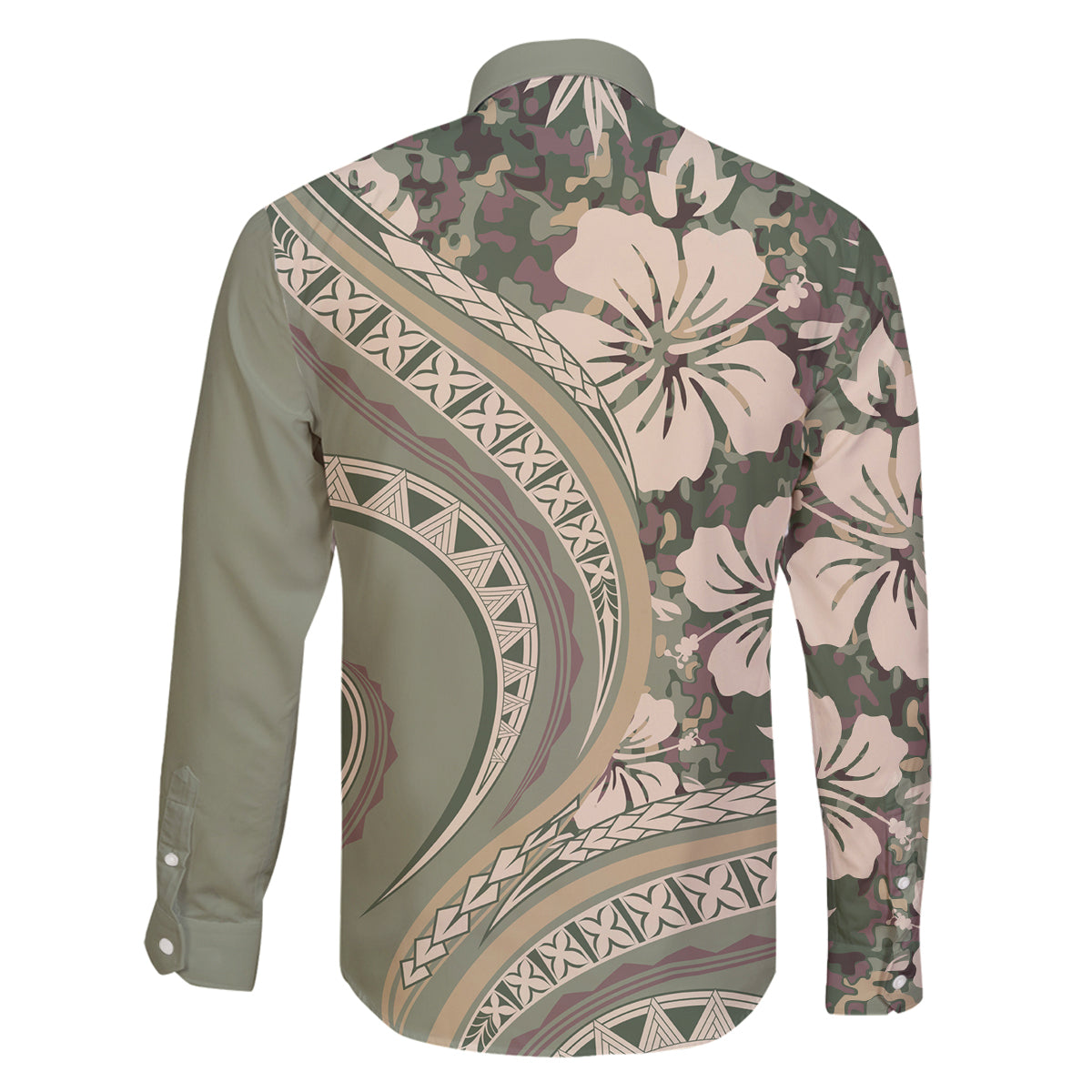 Hawaiian Hibiscus Tribal Vintage Motif Family Matching Mermaid Dress and Hawaiian Shirt Ver 6