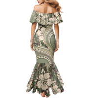 Hawaiian Hibiscus Tribal Vintage Motif Family Matching Mermaid Dress and Hawaiian Shirt Ver 6