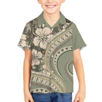 Hawaiian Hibiscus Tribal Vintage Motif Kid Hawaiian Shirt Ver 6