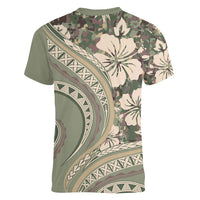 Hawaiian Hibiscus Tribal Vintage Motif Women V-Neck T-Shirt Ver 6
