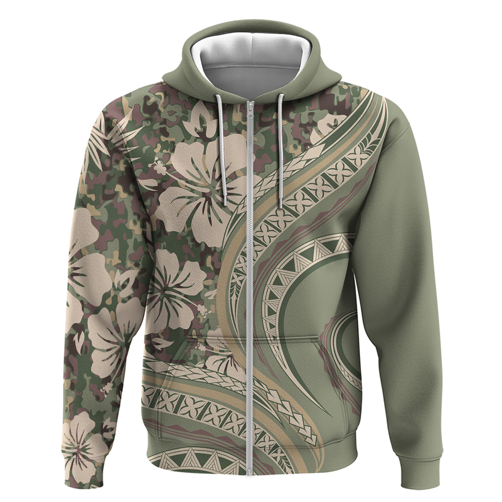 Hawaiian Hibiscus Tribal Vintage Motif Zip Hoodie Ver 6