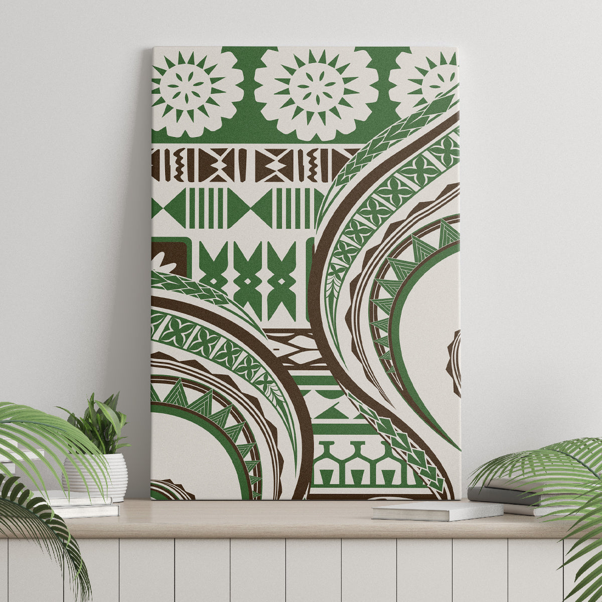Hawaiian Hibiscus Tribal Vintage Motif Canvas Wall Art Ver 7