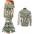 Hawaiian Hibiscus Tribal Vintage Motif Couples Matching Mermaid Dress and Long Sleeve Button Shirt Ver 7