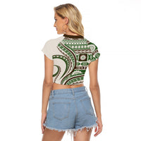 Hawaiian Hibiscus Tribal Vintage Motif Raglan Cropped T Shirt Ver 7