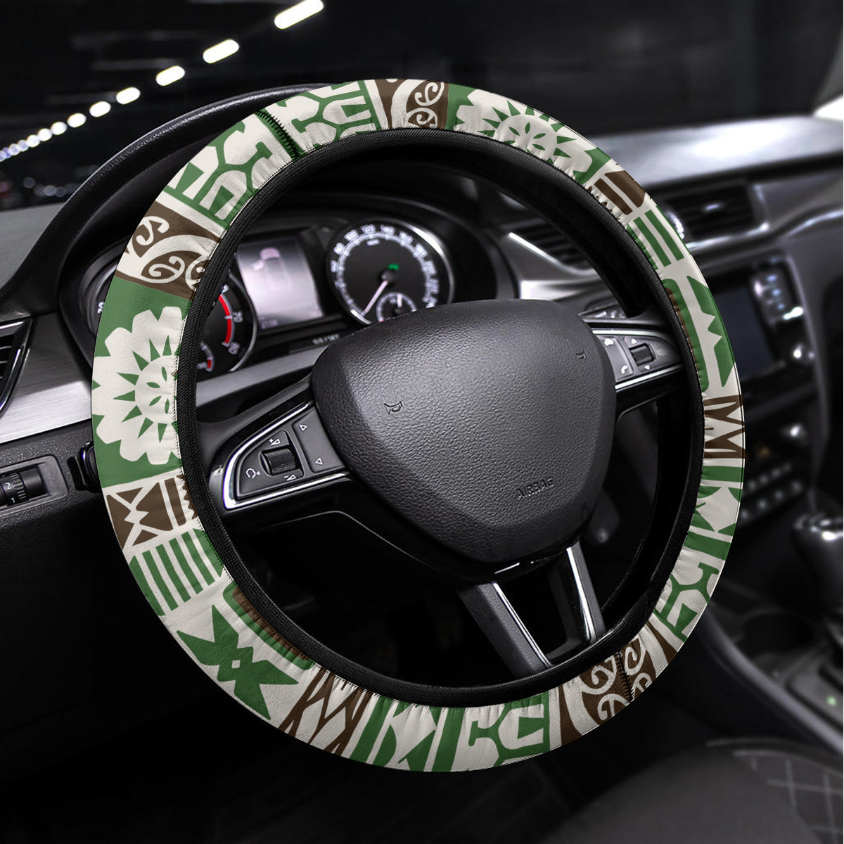 Hawaiian Hibiscus Tribal Vintage Motif Steering Wheel Cover Ver 7