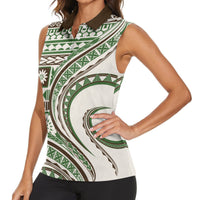 Hawaiian Hibiscus Tribal Vintage Motif Women Sleeveless Polo Shirt Ver 7