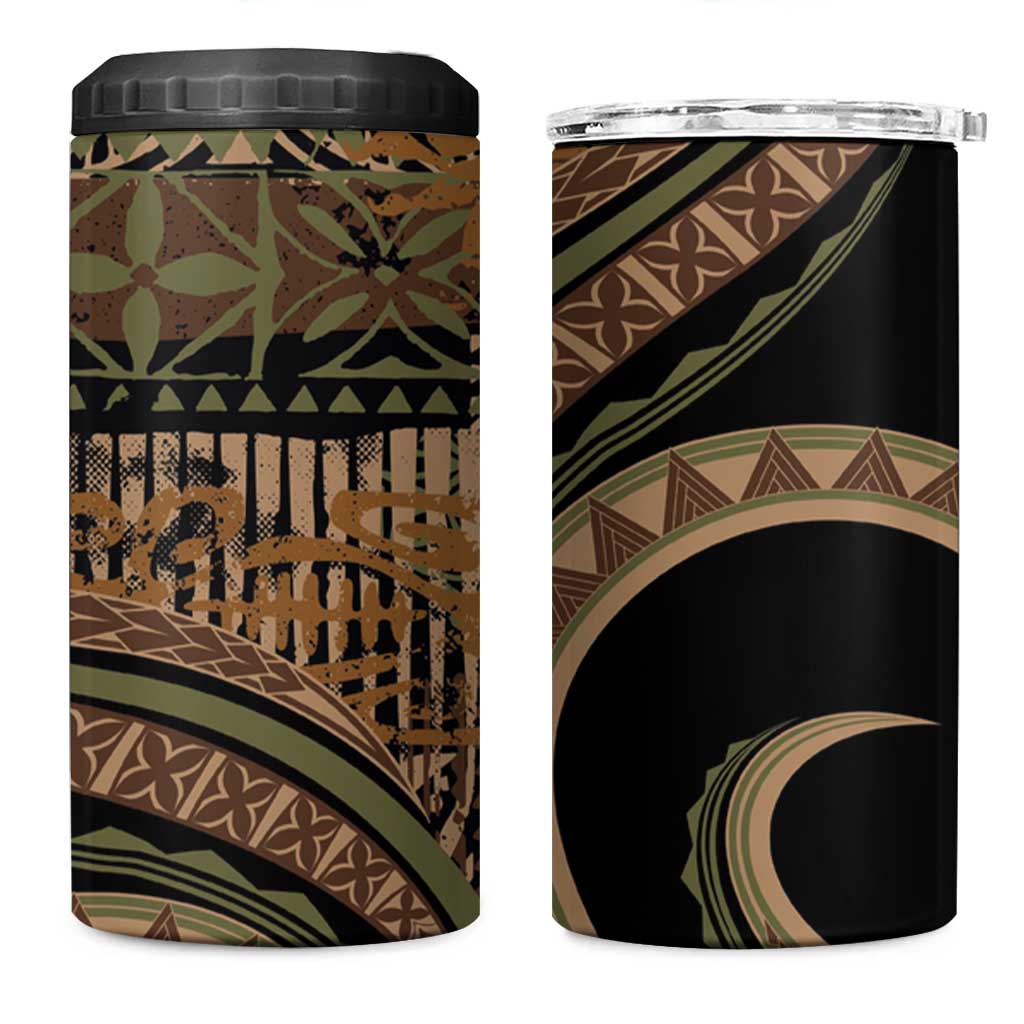 Hawaiian Hibiscus Tribal Vintage Motif 4 in 1 Can Cooler Tumbler Ver 8