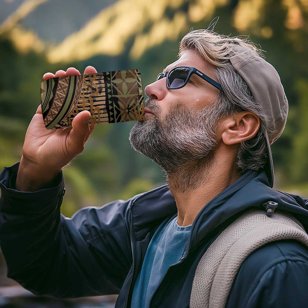 Hawaiian Hibiscus Tribal Vintage Motif 4 in 1 Can Cooler Tumbler Ver 8