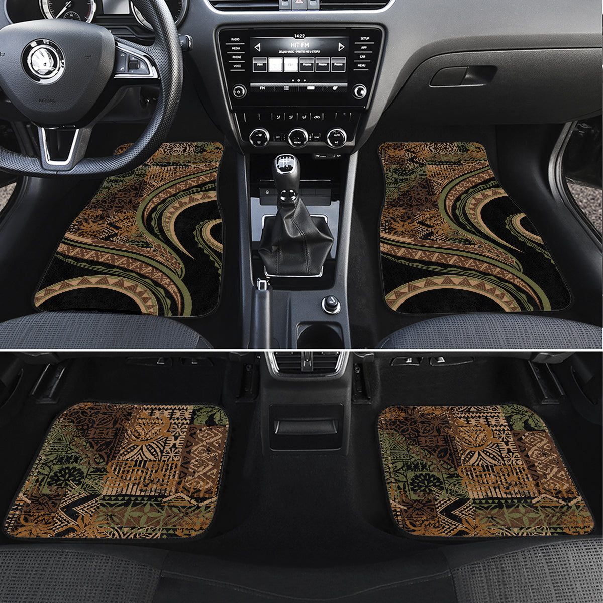 Hawaiian Hibiscus Tribal Vintage Motif Car Mats Ver 8