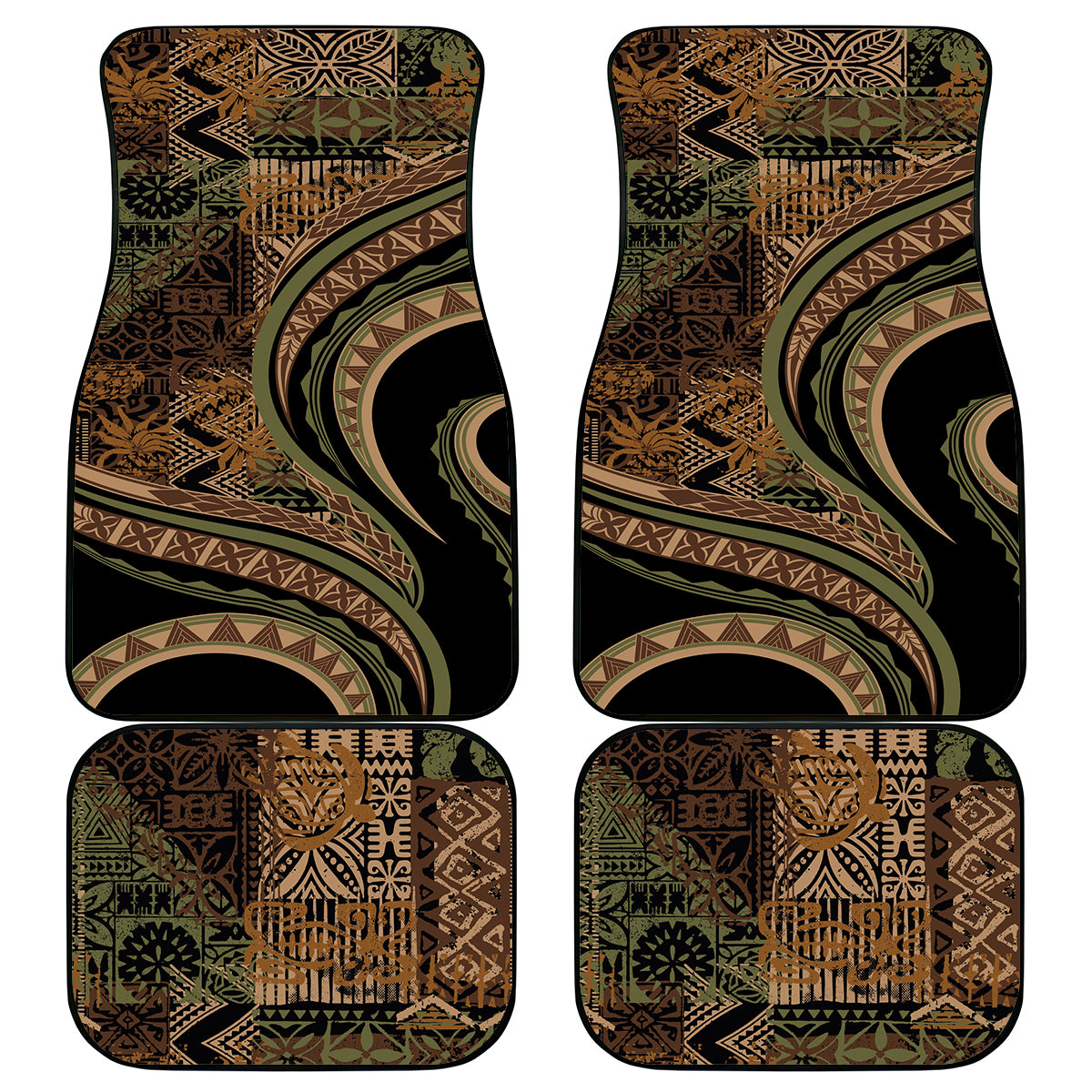Hawaiian Hibiscus Tribal Vintage Motif Car Mats Ver 8