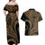 Hawaiian Hibiscus Tribal Vintage Motif Couples Matching Off Shoulder Maxi Dress and Hawaiian Shirt Ver 8