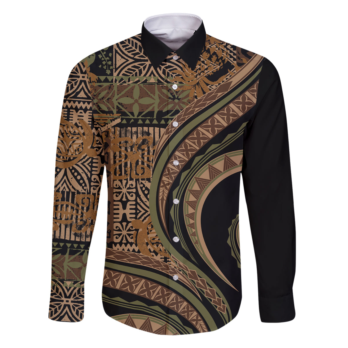 Hawaiian Hibiscus Tribal Vintage Motif Family Matching Tank Maxi Dress and Hawaiian Shirt Ver 8