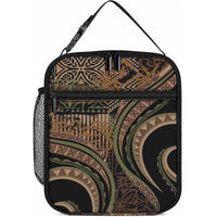 Hawaiian Hibiscus Tribal Vintage Motif Lunch Bag Ver 8 LT9 10.2 × 8.3 × 4.3 inch Brown - Polynesian Pride