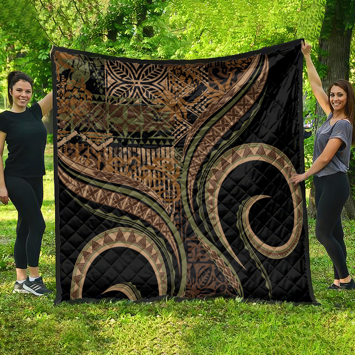 Hawaiian Hibiscus Tribal Vintage Motif Quilt Ver 8