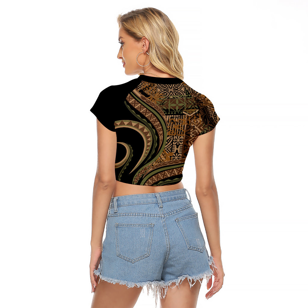Hawaiian Hibiscus Tribal Vintage Motif Raglan Cropped T Shirt Ver 8