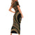 Hawaiian Hibiscus Tribal Vintage Motif Short Sleeve Bodycon Dress Ver 8