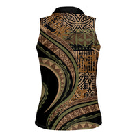 Hawaiian Hibiscus Tribal Vintage Motif Women Sleeveless Polo Shirt Ver 8