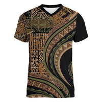 Hawaiian Hibiscus Tribal Vintage Motif Women V-Neck T-Shirt Ver 8