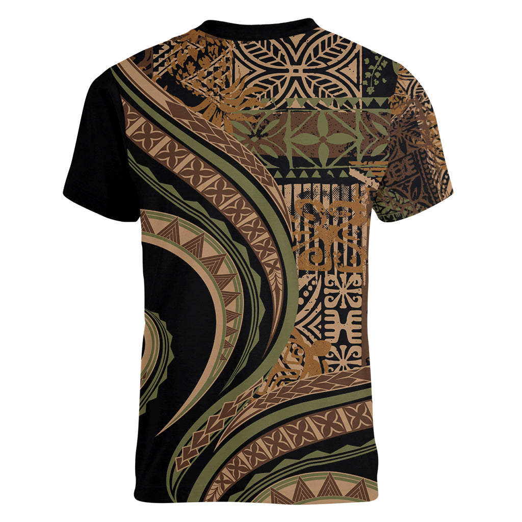 Hawaiian Hibiscus Tribal Vintage Motif Women V-Neck T-Shirt Ver 8