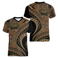 Hawaiian Hibiscus Tribal Vintage Motif Women V-Neck T-Shirt Ver 8