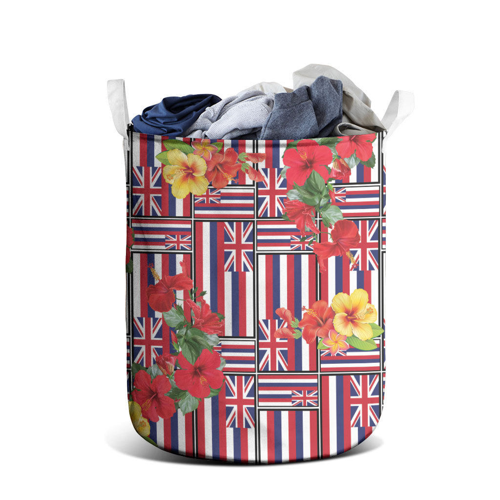 Hawaii Hibiscus Lei Laundry Basket Hawaiian Flag Motif