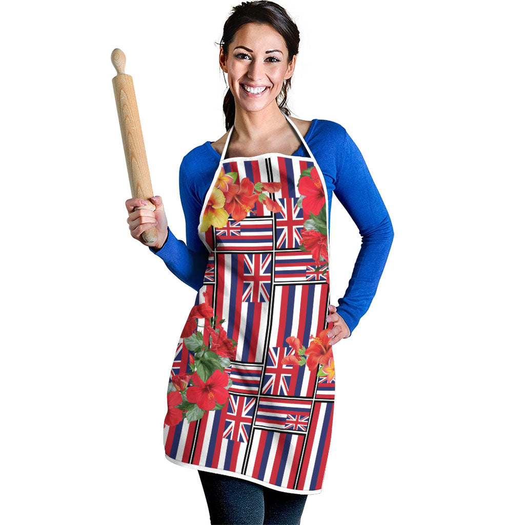Hawaii Hibiscus Lei Apron Hawaiian Flag Motif