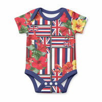 Hawaii Hibiscus Lei Baby Onesie Hawaiian Flag Motif LT9 Red - Polynesian Pride