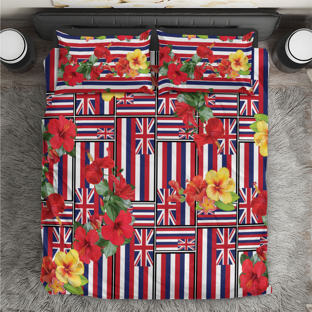 Hawaii Hibiscus Lei Bedding Set Hawaiian Flag Motif