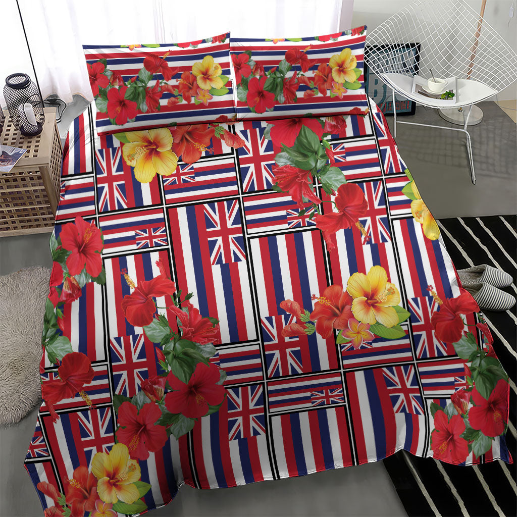 Hawaii Hibiscus Lei Bedding Set Hawaiian Flag Motif