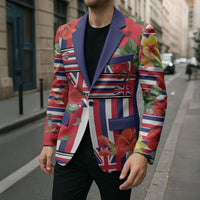 Hawaii Hibiscus Lei Blazer Hawaiian Flag Motif
