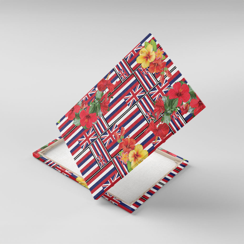 Hawaii Hibiscus Lei Canvas Wall Art Hawaiian Flag Motif
