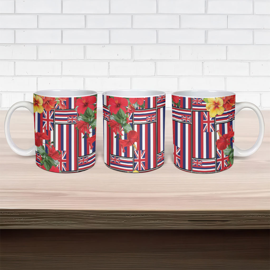 Hawaii Hibiscus Lei Ceramic Mug Hawaiian Flag Motif