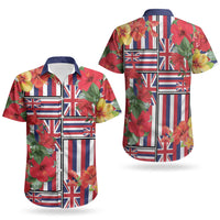 Hawaii Hibiscus Lei Couples Matching Puletasi and Hawaiian Shirt Hawaiian Flag Motif LT9 - Polynesian Pride