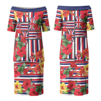 Hawaii Hibiscus Lei Couples Matching Puletasi and Hawaiian Shirt Hawaiian Flag Motif LT9 - Polynesian Pride