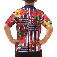 Hawaii Hibiscus Lei Family Matching Long Sleeve Bodycon Dress and Hawaiian Shirt Hawaiian Flag Motif LT9 - Polynesian Pride