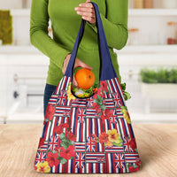Hawaii Hibiscus Lei Grocery Bag Hawaiian Flag Motif
