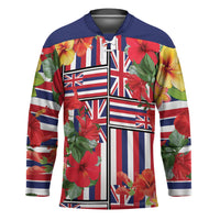 Hawaii Hibiscus Lei Hockey Jersey Hawaiian Flag Motif