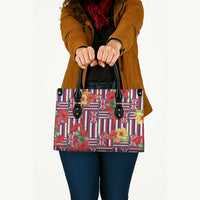 Hawaii Hibiscus Lei Leather Bag Hawaiian Flag Motif