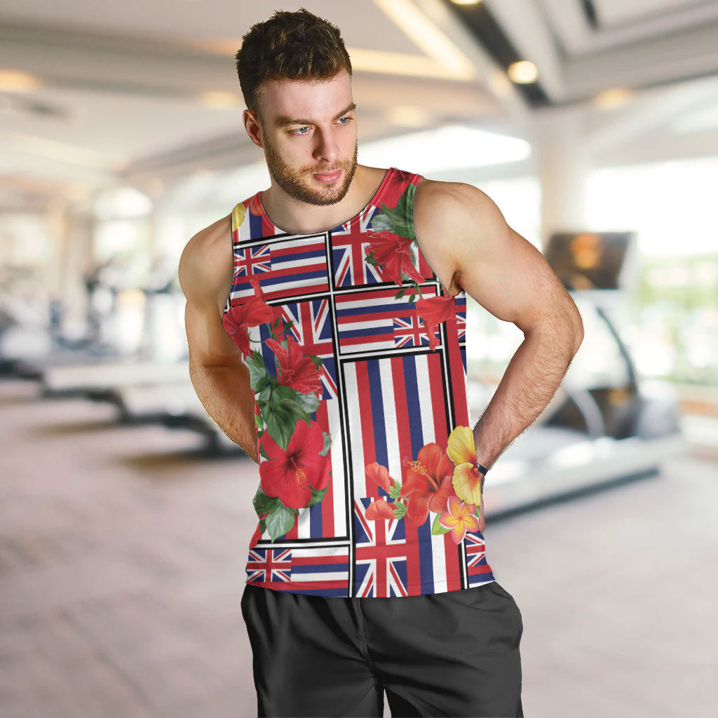 Hawaii Hibiscus Lei Men Tank Top Hawaiian Flag Motif