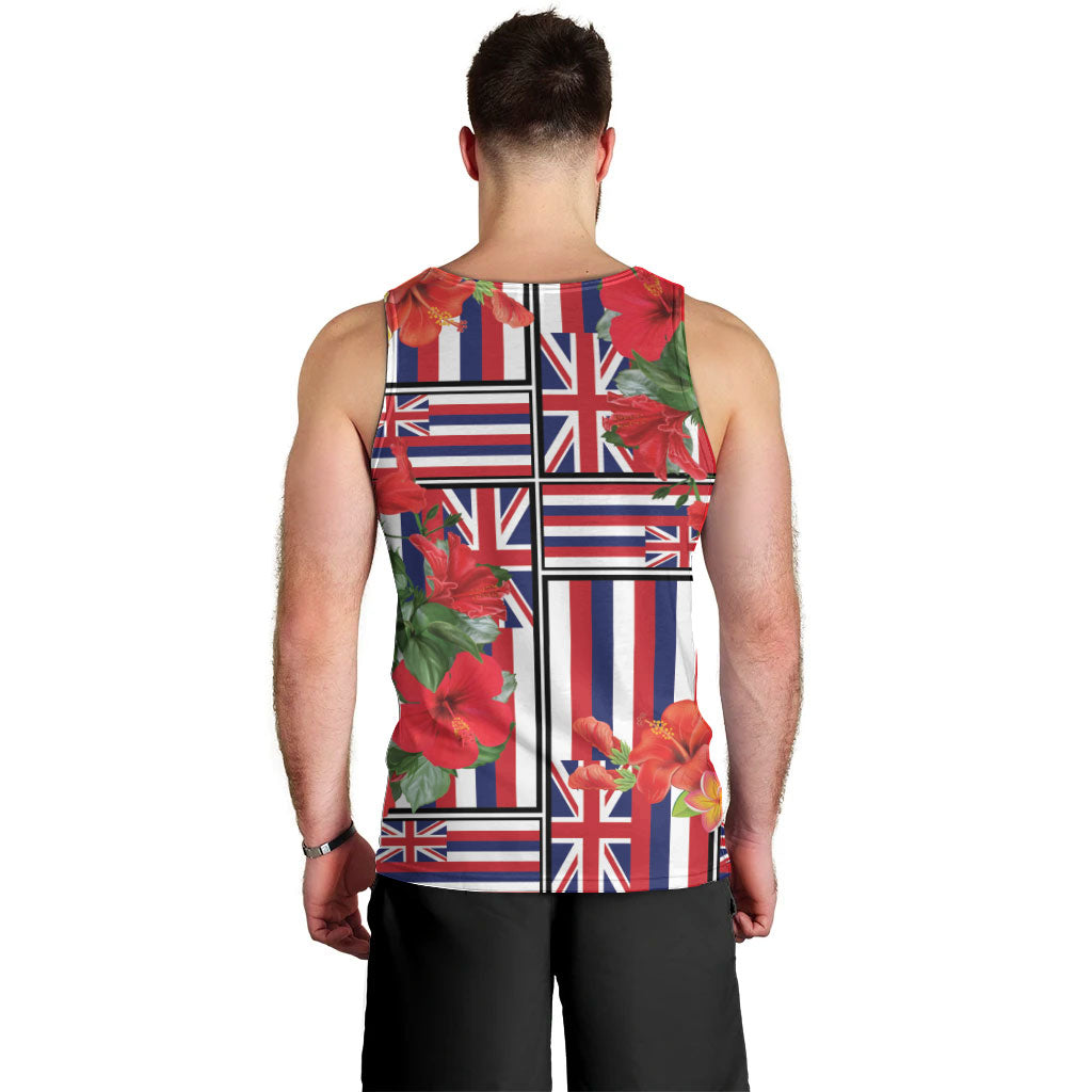 Hawaii Hibiscus Lei Men Tank Top Hawaiian Flag Motif