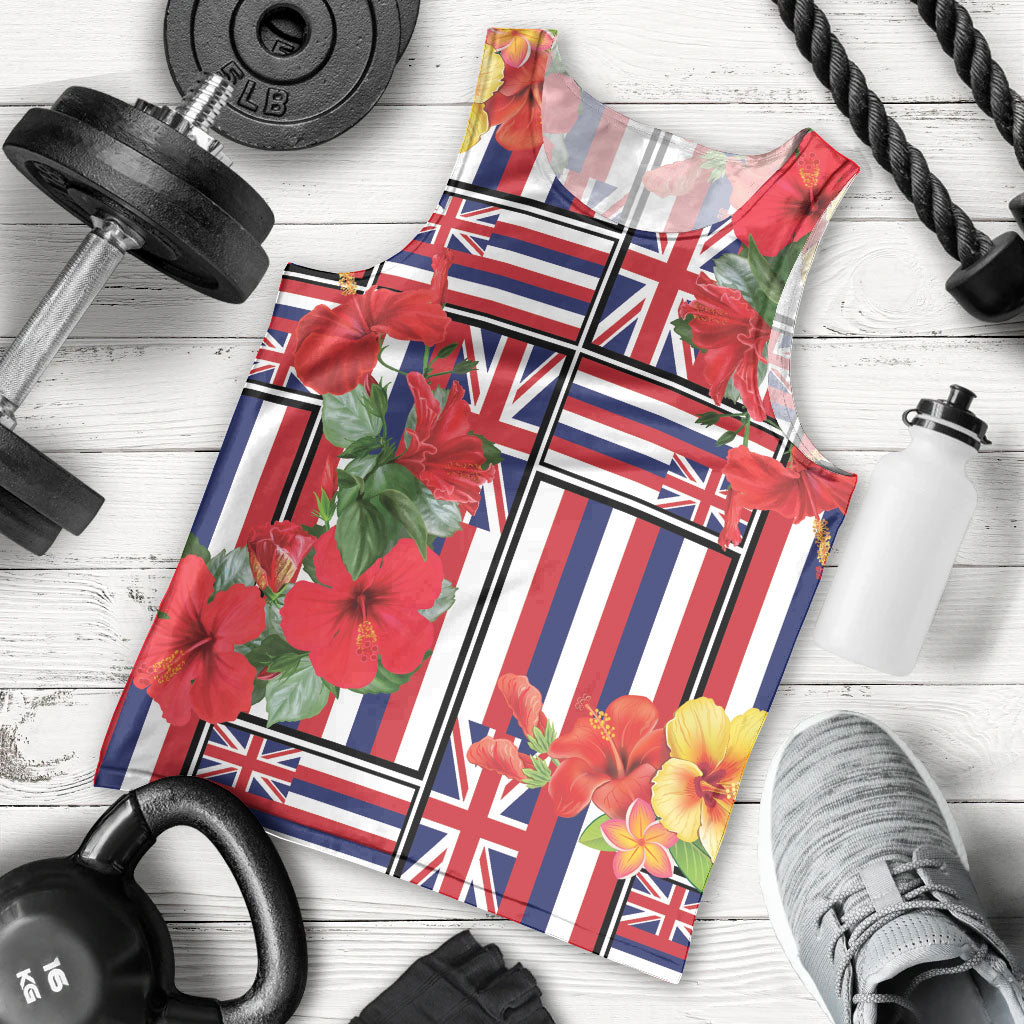 Hawaii Hibiscus Lei Men Tank Top Hawaiian Flag Motif