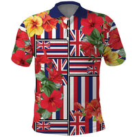 Hawaii Hibiscus Lei Polo Shirt Hawaiian Flag Motif