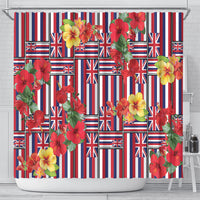 Hawaii Hibiscus Lei Shower Curtain Hawaiian Flag Motif
