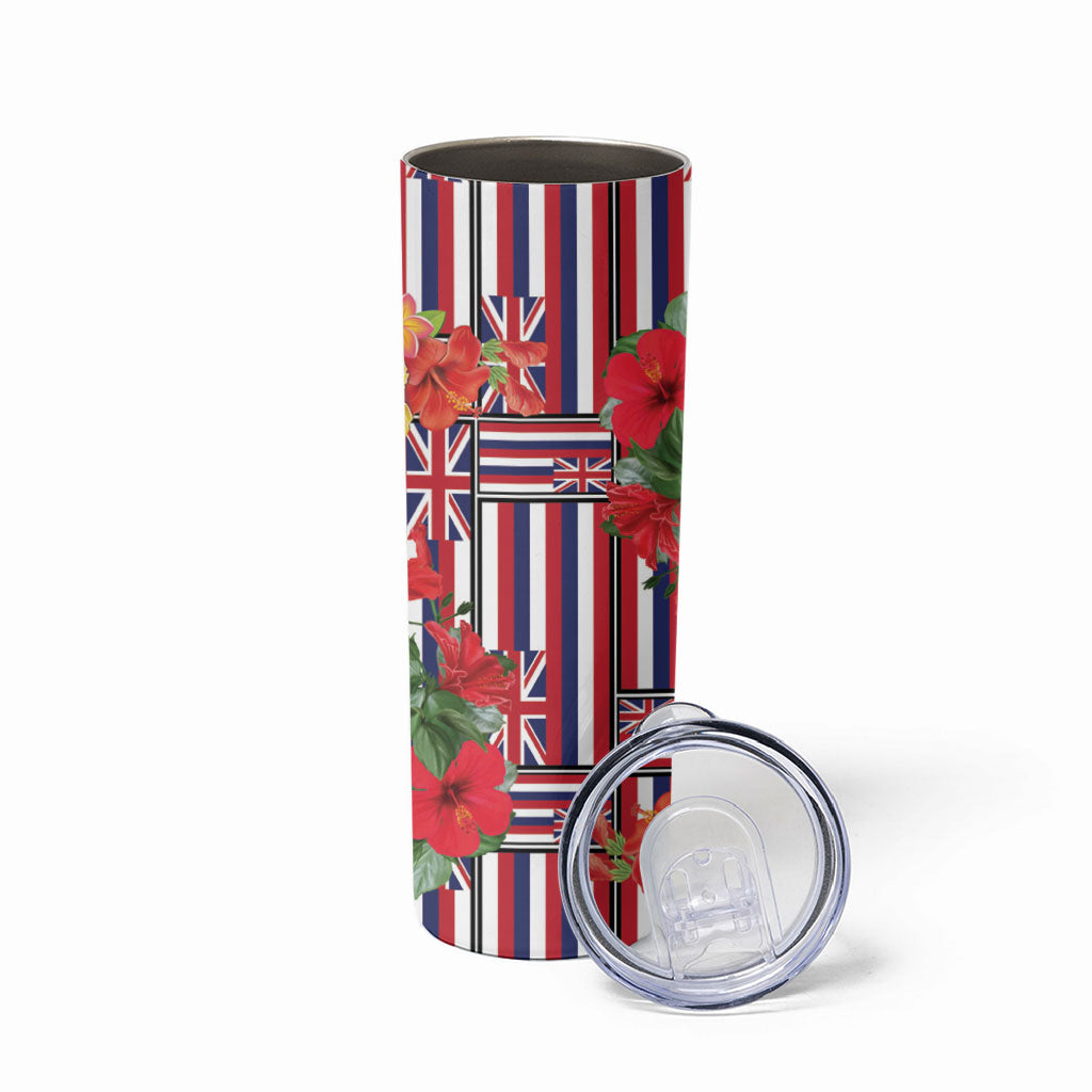 Hawaii Hibiscus Lei Skinny Tumbler Hawaiian Flag Motif