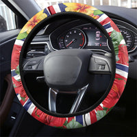 Hawaii Hibiscus Lei Steering Wheel Cover Hawaiian Flag Motif