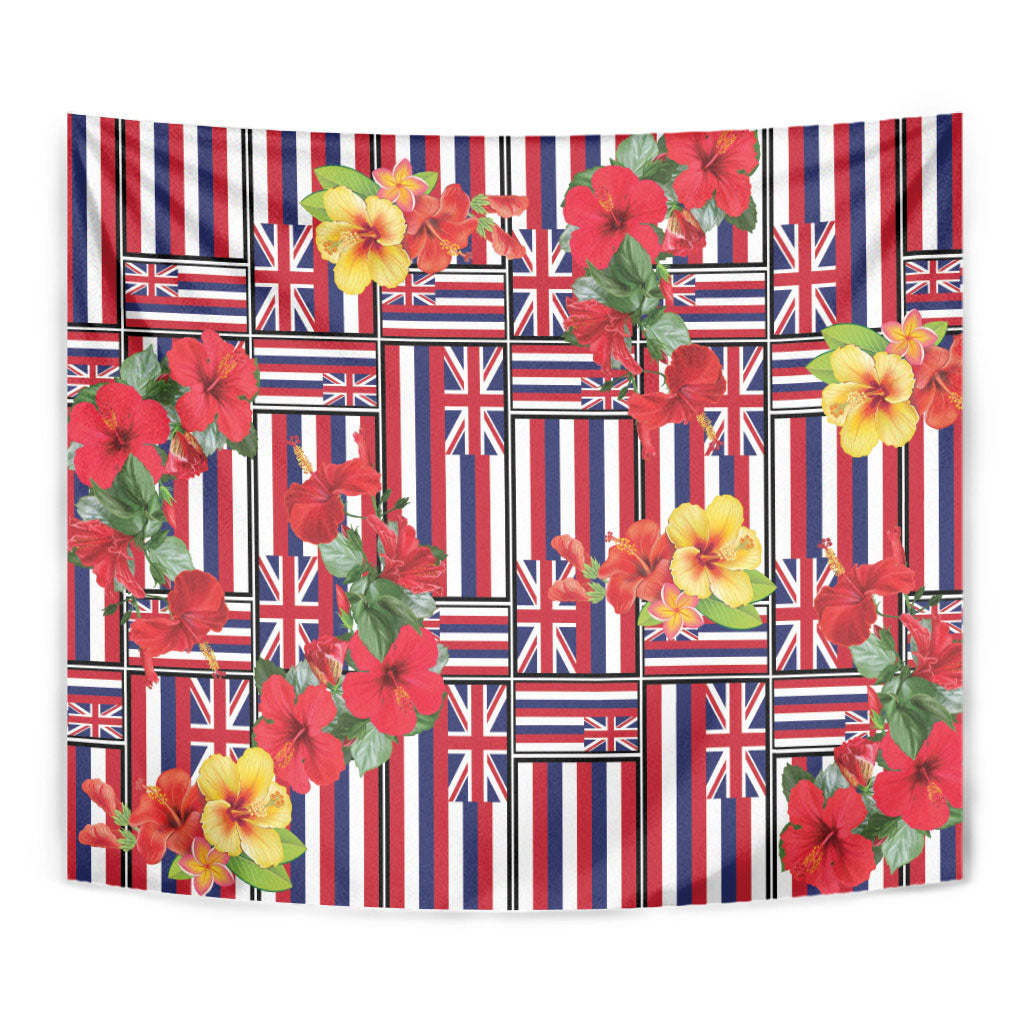 Hawaii Hibiscus Lei Tapestry Hawaiian Flag Motif