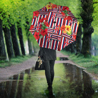 Hawaii Hibiscus Lei Umbrella Hawaiian Flag Motif